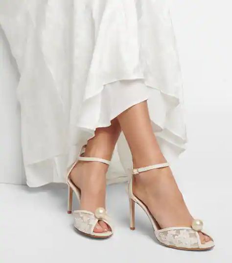 Bridal Shoes for Women | Mytheresa US Jimmy Choo Sacora, Ivory Pumps, Lace Sandals, Bridal Sandals, Bridal Heels, Lace Heels, Embellished Sandals, Wedding Heels, Pump Dress