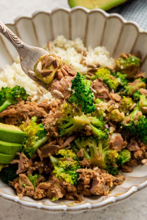 Tuna Rice Broccoli, Tuna And Broccoli, Tuna Broccoli, Tuna Dinner, Tuna Bowl, Tuna Dinners, Steak And Broccoli, Tuna Rice, Avocado Tuna