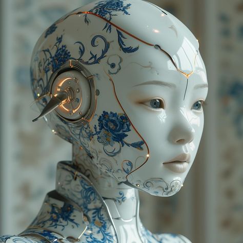 Porcelain Robot, Android Robot, Cyberpunk Aesthetic, Horror Movie Characters, Robots Concept, Robot Concept Art, Dnd Characters, Movie Characters, Horror Movie