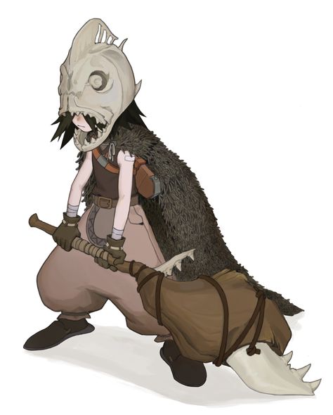 "Fish Skull" by RuiMeng Chen Anglerfish Character Design, Fish Dnd Character, Fish Hybrid Human, Dnd Fish People, Angler Fish Character Design, Fish Person Art, Human Fish Character Design, Angler Fish Character, Angler Fish Oc