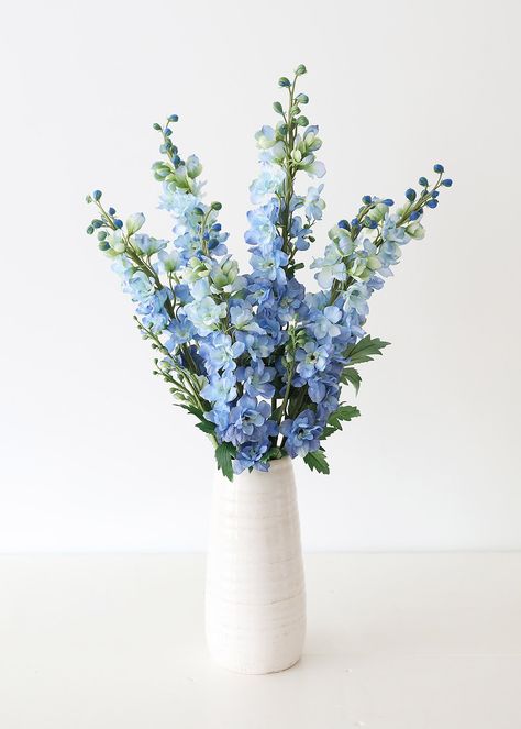 Blue Delphinium Arrangement, Delphinium Flower Bouquet, Larkspur Bouquet, Artificial Wildflowers, Blue Floral Arrangements, Larkspur Delphinium, Larkspur Flowers, Floral Vase Arrangements, Delphinium Flower