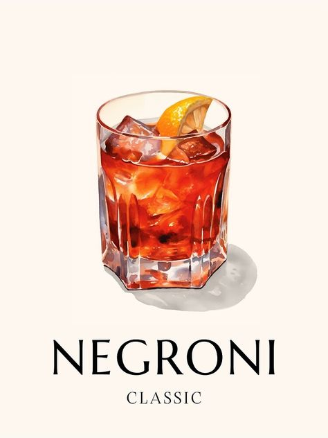 "Negroni Cocktail" Art Print for Sale by MajesticBeasts | Redbubble Negroni Wallpaper, Negroni Cocktail Illustration, Negroni Drawing, Negroni Painting, Negroni Aesthetic, Negroni Tattoo, Cocktail Illustration Graphic Design, Cocktail Art Illustration, Negroni Illustration