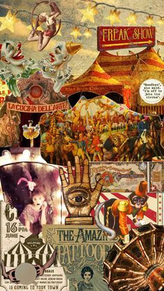 Check out notsoph16's Shuffles #circuscore #circusparty #circusanimal #circusclown #acrobatics #vintage #clowncore #circusshow #circusperformers #circus Circus Collage Art, Circus Aesthetic Wallpaper, Vintage Circus Aesthetic, Dark Circus Aesthetic, Circus Moodboard, Vintage Clowncore, 2025 Themes, Circus Collage, Circus Wallpaper