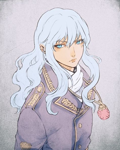 Griffith Berserk Fanart, Griffith Fanart, Griffith Art, Berserk Griffith, Guts And Griffith, Griffith Berserk, Anime Blue Hair, Anime Demon Boy, Manga Boy