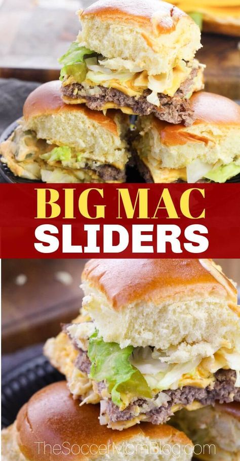 Mini Hamburger Sliders, Big Mac Sliders, Hamburger Sliders, Big Mac Sauce Recipe, Mac Sauce Recipe, Slider Recipe, Mini Hamburger, Mini Sliders, Mini Hamburgers