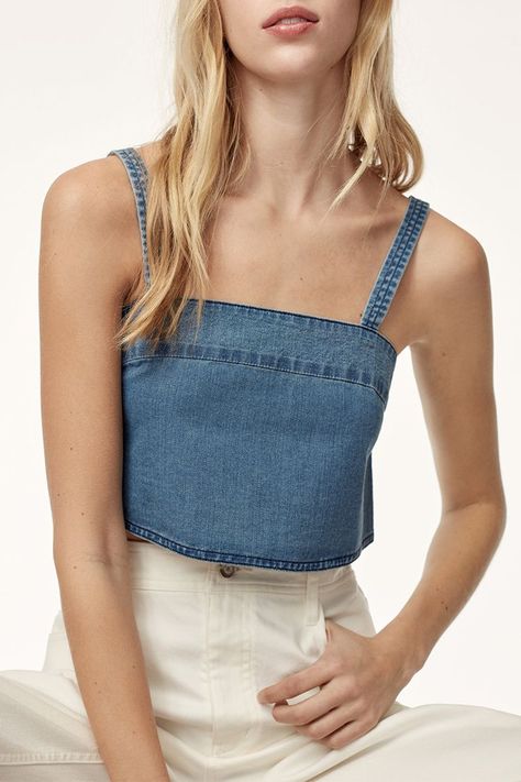 12 Best Chambray Shirts for Women in 2018 - BestProducts.com, A Hearst Company Denim Clothes, Denim Tie, Denim Tank Top, Denim Tank, Wardrobe Makeover, Black Knit Top, Denim Crop Top, Yellow Tank Top, Sheer Lace Top