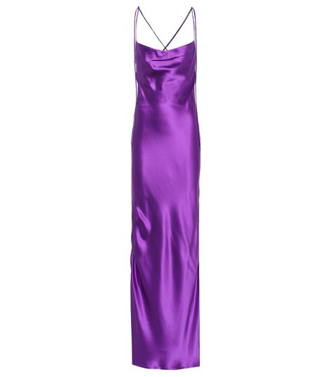 Purple Satin Evening Gown, 90s Glamour, Dress Reference, Slip Dress Outfit, Satin Evening Gown, Georgette Dress, Business Wear, Purple Satin, Silk Slip Dress