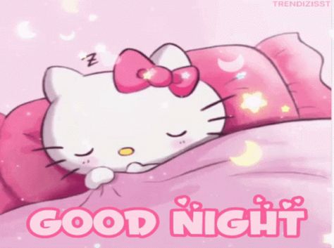 Good Night Hello Kitty, Hello Kitty Gif, Good Night Meme, Kitty Gif, Goodnight Snoopy, Cute Good Morning Gif, Hello Kitty Imagenes, Happy New Year Gif, Hello Kitty Images