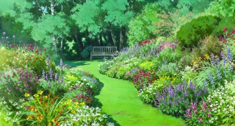 follow me if you love anime on Twitter: "Floral art of Studio Ghibli.… " Art Of Studio Ghibli, Anime Garden, Casa Anime, Computer Wallpaper Desktop Wallpapers, Scenery Background, Computer Backgrounds, Better Homes And Garden, Magical Garden, Ghibli Art