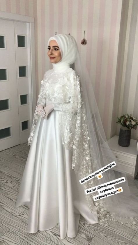 Muslimah Wedding Gown, Hijab Wedding Dresses Turkish, Bride Dress Hijab, Muslim Wedding Dresses Modern, Muslim Nikah Dresses, Abaya Wedding Dress, Nikkah Dress Muslim, Muslim Bridal Dress, Muslim Wedding Dress Hijab Bride