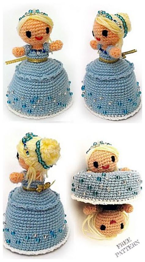 Crochet Cinderella Princess Toy Amigurumi Free Pattern Topsy Turvy Crochet Doll Pattern Free, Crochet Topsy Turvy Doll, Crochet Topsy Turvy Doll Pattern Free, Crochet Reversible Doll Free Pattern, Crochet Cinderella, Kindness Crochet, Disney Crochet Patterns, Cinderella Princess, Free Pattern Crochet