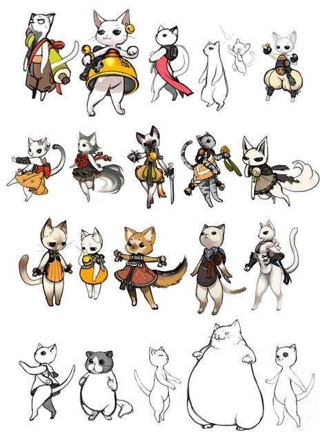 Concept Art Ideas, Pet Ideas, Concept Art Character, Cat Character, Fantasy Creatures Art, Game Character Design, Soul Art, Creature Concept Art, Cats Illustration