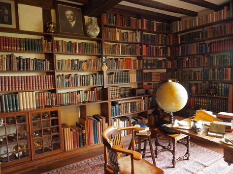 Old Study Aesthetic, Cave Library, Brown Bookshelves, Home Library Design Ideas, Apartment Nyc, Leather Sofa Living, Home Library Rooms, Bookshelf Inspiration, Dream Library