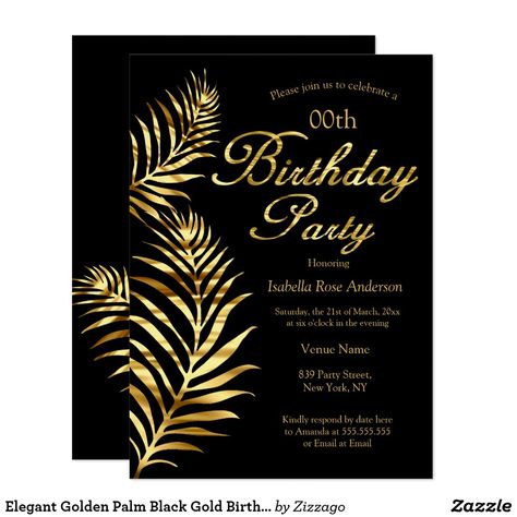 Black And Gold Pool Party, 30th Birthday Party For Him, Invitation Design Birthday, Black Gold Birthday Party, Black Gold Birthday, Modern Birthday Party, Girl Birthday Party Invitations, Modern Birthday, Gold Birthday Party