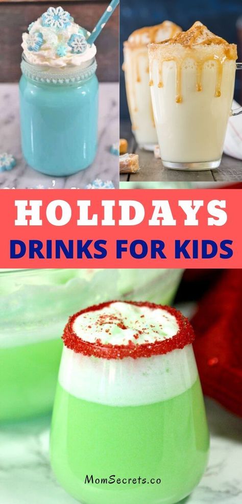 Everyone’s excited about the holidays, most especially the kids!!! Here are 10 batch recipes for the best Holidays Drinks for Kids! Drinks For Kids Christmas Party, Christmas Kids Drink Ideas, Snowman Drink For Kids, Christmas Kid Drinks Fun, Holiday Drinks For Kids Christmas, Kids Nye Drinks, Nye Mocktails For Kids, Fun Kids Christmas Drinks, Non Achololic Christmas Drinks