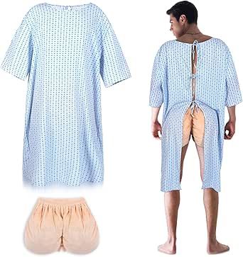 Liitrsh 3 Pcs Patient Gown Party Costume Set Unisex Funny Halloween Cosplay Costumes Hospital Gown Butt Cheeks Costume Bandage for Cosplay Dress up Party Blue Hospital Dress For Patient, Patient Gown, Dress Up Party, Hospital Gown, Up Party, Dressup Party, Cosplay Dress, Couples Costumes, Halloween Cosplay