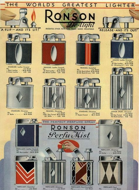 Ronson Lighter, Dupont Lighter, Zippo Collection, Lighter Art, Vintage Lighters, Cool Lighters, Vintage Poster Design, Pipes And Cigars, Old Lights