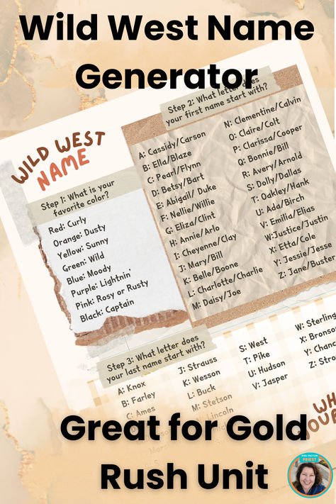 "🌵 Saddle up and ride into the Wild West with our Gold Rush-themed name generator and roll-a-story activity! Perfect for bringing history to life in the classroom, this engaging resource sparks creativity. Click to purchase on Teachers Pay Teachers and watch your students strike educational gold! 🤠⛏️ #WildWest #GoldRush #TeacherResources #ClassroomFun" California Gold Rush Activities, Gold Rush Activities, Wild West Activities, Roll A Story, Middle School Science Activities, California Gold Rush, Engineering Activities, Interactive Science Notebook, Story Activities