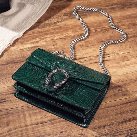 Stylish Evening Crocodile Purse, Crocodile Shoulder Bag Green Luxury Bag, Alligator Purse, Crocodile Purse, Crocodile Handbags, Glitter Bag, Luxury Clutch, Womens Designer Bags, Green Purse, Designer Purses