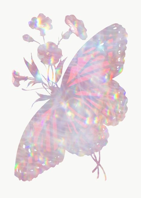 Pink holographic butterfly and flowers design elements | premium image by rawpixel.com / katie Holo Aesthetic, Holographic Butterfly, Png Butterfly, About Butterfly, Holographic Background, Butterfly Png, Butterfly And Flowers, Feather Wallpaper, Pink Holographic