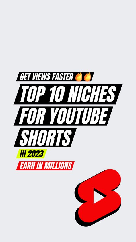 Top 10 YouTube Shorts Niches for your channel. Youtube Niches Ideas, Best Niche For Youtube, Best Niches For Print On Demand, Youtube Shorts Ideas, Facts For Youtube Shorts, Niche Memes Funny, Shorts Ideas, Youtube Hacks, Yt Shorts