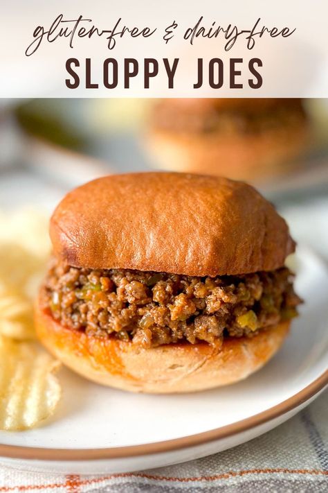 This Gluten-Free Sloppy Joe recipe is savory and so satisfying. It’s quick, easy to make, and is sure to become a family favorite. Serve with toasted gluten-free buns for a delicious lunch or dinner. Easy stovetop dinner. Gluten Free Quick Lunch Ideas, Gluten Free Sloppy Joe Recipe, Gluten Free Sloppy Joes, Gluten Free Hamburger, Sloppy Joe Recipe Easy, Gf Snacks, Sloppy Joe Recipe, Non Dairy Butter, Gluten Free Lasagna