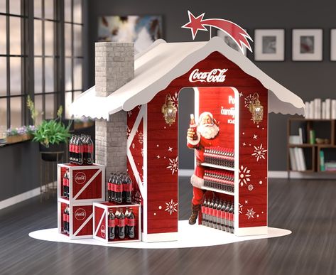 Christmas Retail Ideas, Coca Cola Christmas Decorations, Christmas Coca Cola, Posm Display, Store Display Design, Christmas Promo, Coca Cola Headquarters, Coca Cola Store, Supermarket Display