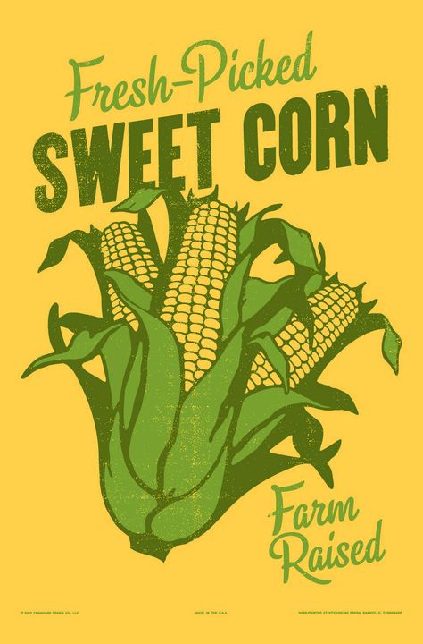 part of a new produce series we're working on... Corn Illustration Design, Corn Logos, Corn Poster, Corn Illustration, Corn Farm, Farm Poster, Corn Maize, Retro Americana, Harvest Fest