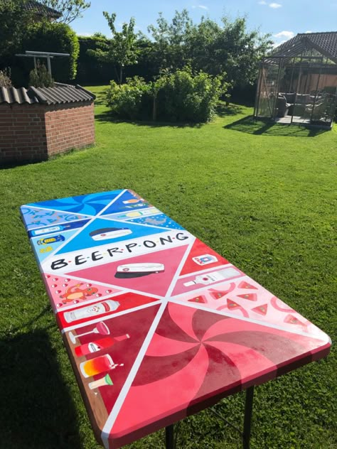 Beer Dye Table Ideas, Painted Ping Pong Table, Pong Table Painted, Diy Beer Pong, Diy Beer Pong Table, Bf Gift Ideas, Bf Gift, Diy Beer, Frat Coolers