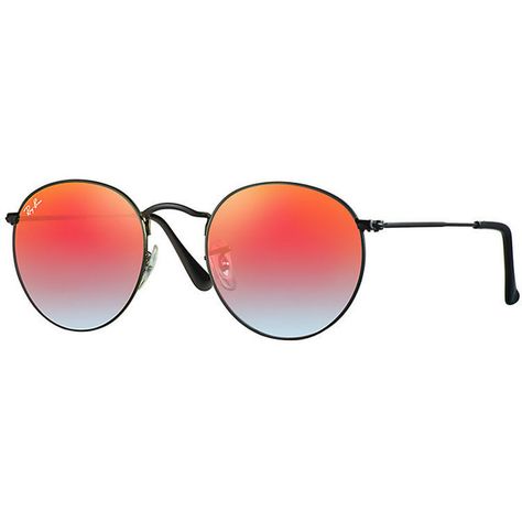 Ray-Ban Round Black Sunglasses, Orange Gradient Flash Lenses - Rb3447 ($175) ❤ liked on Polyvore featuring accessories, eyewear, sunglasses, glasses, black, circle lens sunglasses, orange lens sunglasses, retro round sunglasses, round mirror sunglasses and ray ban sunglasses Sunglasses Circle, Glasses Circle, Circular Sunglasses, Round Lens Sunglasses, Circle Lens, Sunglasses Mirror, Ray Ban Round Metal, Orange Sunglasses, Circle Sunglasses