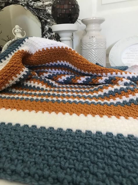 Rustic Baby Blankets, Blue Baby Nursery, Baby Blue Nursery, Boho Baby Blankets, Newborn Baby Boy Gifts, Gender Neutral Baby Blanket, Striped Baby Blanket, Crochet Nursery, Blue Baby Blanket