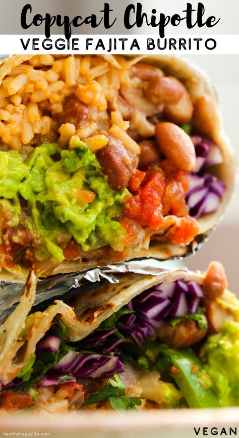 Vegetarian Burritos, Fajita Burrito, Wfpb Vegan, Fajita Veggies, Copycat Chipotle, Vegan Taco, Vegan Sandwiches, Veggie Tacos, Veggie Burrito