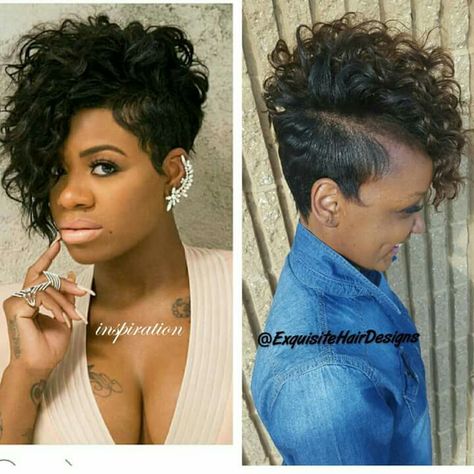 Hair Fantasia Hairstyles Haircuts, Wavy Weave Hairstyles, Short Quick Weave Hairstyles, Short Weave Hairstyles, Shaved Side, Natural Hair Woman, Braids With Shaved Sides, Black Hair Short Cuts, Undercut Styles