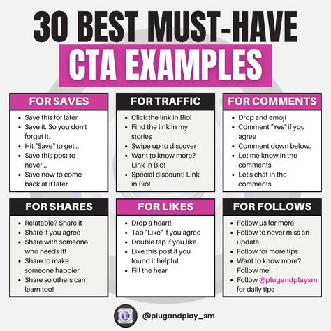 Cta Examples, Call To Actions, Quincy Brown, Social Media Management Business, Social Media Marketing Planner, Brand Marketing Strategy, Social Media Content Planner, Social Media Marketing Instagram, Business Marketing Plan