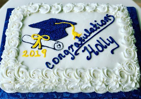 Graduation Sheet Cakes For High School, Graduation Sheet Cakes, Grad Cakes, Graduation Cake Designs, 4 Cake, Grad Cake, Senior Graduation Party, Graduation Party High, Rosette Cake