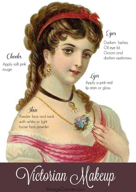 History Of Makeup, 19th Century Makeup, 1800s Makeup, Edwardian Makeup, 1900's Makeup, Victorian Makeup, Historical Makeup, Easy Vintage Hairstyles, Anastasia Makeup