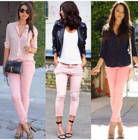 Blush Pink Pants Outfit, Light Pink Pants Outfit Work, Pink Pants Outfit Summer, Pink Jeans Outfit Summer, Blush Pants Outfit, Light Pink Jeans Outfit, Outfit Pantalon Rosa, Light Pink Pants Outfit, Peach Pants Outfit