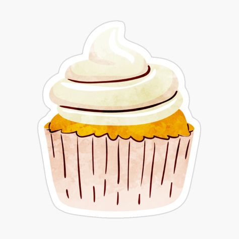 Muffin Sticker, Cupcake Stickers, Waffle Day, Cupcake Day, Cupcake Clipart, Cupcake Drawing, Cream Cupcakes, Lover Sticker, Magnetic Bookmarks