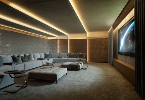 Modern Karaoke Room Design, Luxury Entertainment Room, Entertainment Room Ideas, Theatre Rooms, Texture Walls, Private Cinema, Sala Cinema, Entertainment Room Decor, Home Theater Room Design