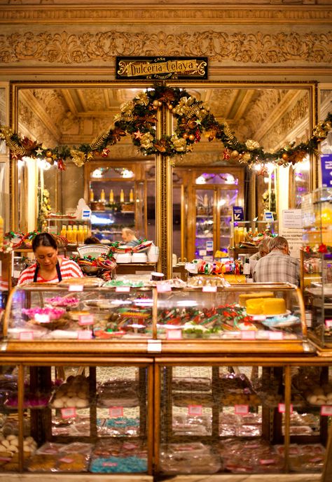 Candy at Dulcería de Celaya  The original location of Mexico City's oldest candy shop, in the heart of town, looks like a jewelry store. Gilded curlicues and silvered mirrors decorate the small space. Behind glass cases hundreds of different types of sweets stand at attention. Don't leave without tasting the tamarind-sweet potato chews, candied squash, and the surprisingly delightful lágrimas (tears). ($) Candied Squash, Types Of Sweets, Mexico City Vacation, Old Sweets, Glass Cases, Chocolate Stores, Old Candy, Shop Aesthetic, Candy Candy