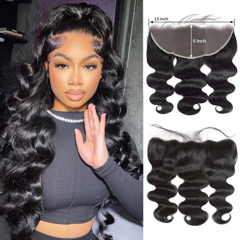 PRICES MAY VARY. 13x4 Frontal Material: 100% Human Hair 13x4 Frontal HD Lace.It Looks Smoother, Shinier and Last Longer than Regular Lace Frontal Human Hair Body Wave Frontal Quality: No Chemical, No shedding, No tangles, Strong, soft, Smooth, healthy. Can be Straightened, Curled, Dyed, and Styled as your own hair Lace Frontal Closure:13×4 HD Transparent Swiss Lace.Very Soft and Durable.150% Density Lace Frontal with Baby Hair，100% Hand Tied.preplucked transparent lace frontal with Baby hair Fro Lace Frontal Closure, Frontal Closure, Swiss Lace, Hair Lace, Wig Accessories, Hd Lace, Baby Hair, Remy Hair, Body Wave