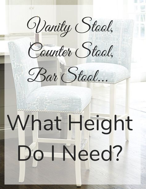 What height stool do I buy? Vanity Stools Bathroom, Built In Dressing Table, Bathroom Vanity Chair, Bathroom Vanity Stool, Vanity Seat, Tall Stools, Master Bath Vanity, Farmhouse Bar, Bar Stool Seats