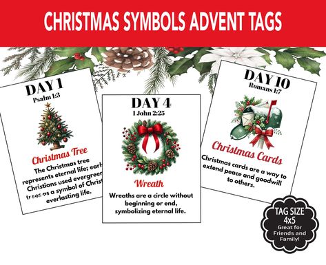 Christmas Symbols Advent Cards, Bible Scriptures, Christmas Advent, 12 Days of Christmas, Christmas Countdown, Symbols of the Season Cards Advent Cards, Christmas Symbols, Meaning Of Christmas, Daily Reflection, Youth Group, Christmas Advent, 12 Days Of Christmas, Christmas Countdown, Christmas Special