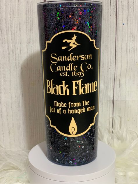 Hocus Pocus Snowglobe Tumbler, Snowglobe Tumbler Ideas, 50th Birthday Surprise, Snowglobe Tumblers, Tumbler Inspiration, Cups Ideas, Snowglobe Tumbler, Snow Globe Tumbler, Black Flame Candle