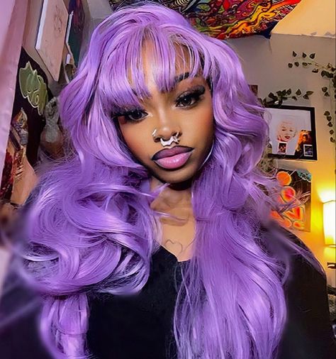 Baddie Hairstyles Black, Hairstyles Baddie, Black Girls Hairstyles Weave, Wave Machine, Lavender Hair Colors, Y2k Hairstyles, Dyed Hair Inspiration, Lavender Hair, Glueless Wig