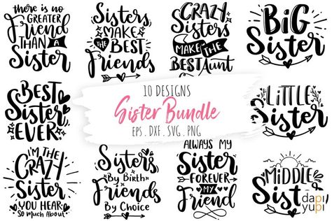 Download Sister Quotes SVG Bundle, Best Sister SVG Bundle, Sister SVG (1287909) instantly now! Trusted by millions + EASY to use Design Files + Full Support. Sister Svg Free, Sisters By Heart Quotes, Circuit Shirt Ideas, Free Lettering Worksheets, Sewing Svg, Bartender Shirts, Sassy Svg, Decor Palette, Circuit Crafts