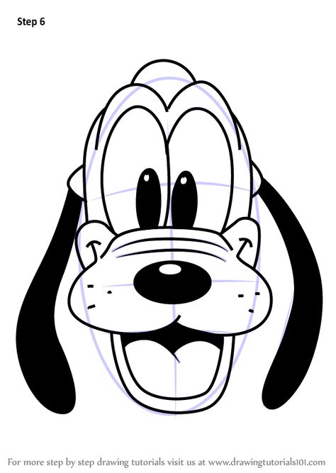 Learn How to Draw Pluto Face from Mickey Mouse Clubhouse (Mickey Mouse Clubhouse) Step by Step : Drawing Tutorials Pluto Disney, Cartoon Drawings Of People, Disney Silhouette, Mouse Drawing, Cartoon Drawing Tutorial, Easy Cartoon Drawings, Goofy Drawing, Learn Drawing, Classic Cartoon Characters