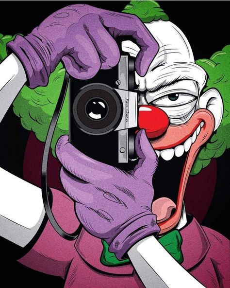 Evil Cartoon Characters, Image Joker, Clown Aesthetic, Alex Garcia, Krusty The Clown, Trippy Cartoon, Simpsons Drawings, Dope Cartoons, Joker Artwork