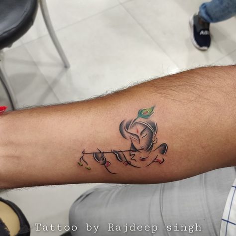 Krishna tattoo ideas Lord Krishna Tattoo Design Small, Krishna Art Tattoo, Krishna Simple Tattoo, Krishna Tatoos Tattoo Ideas, Radhe Krishna Tattoo Design For Men, Radha Krishna Tattoo Small For Women, Radhe Krishna Tattoo Design, Radha Krishna Tattoo Small, Krishna Tatoos Small