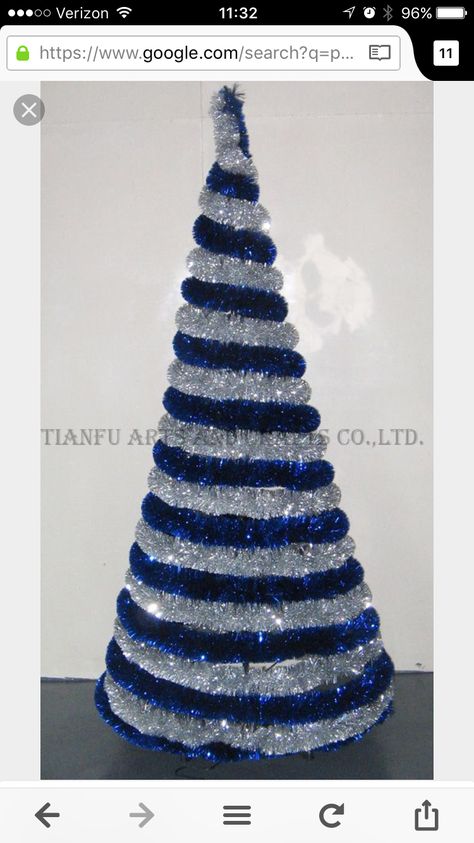 Silver Tinsel Tree, Blue And Silver Christmas, Tomato Cage Christmas Tree, Different Christmas Trees, Mini Garland, Tinsel Tree, Silver Christmas Tree, Tomato Cages, Christmas Tree Garland